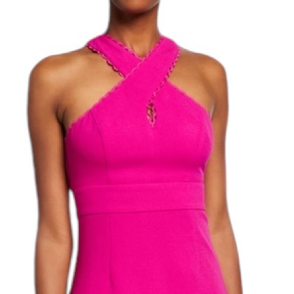 Trina Turk Rafter Hot Fuchsia Pink Scalloped Cutout Halter Mini Dress - 2 - Picture 15 of 15